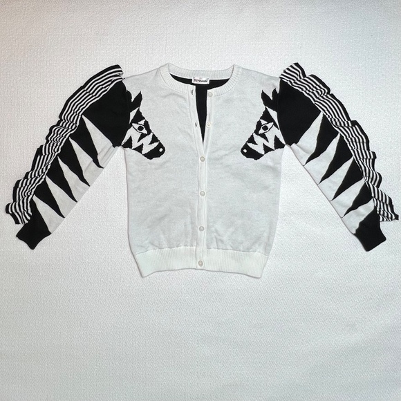 Girl's Cotton Zebra Cardigan Sweater with Mane Detail Size 8 - Picture 3 of 9